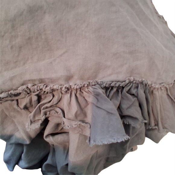 Wamsutta Vintage duvet cover queen gray linen + 2 shams ruffle - Picture 4 of 11